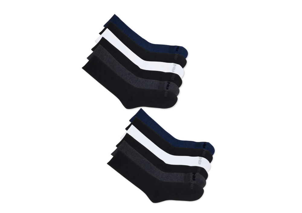 AND1 Men's Cushion Crew Sock, 12 Pack NWT Shoe Size 6-12 Black, Blue, White, Bla